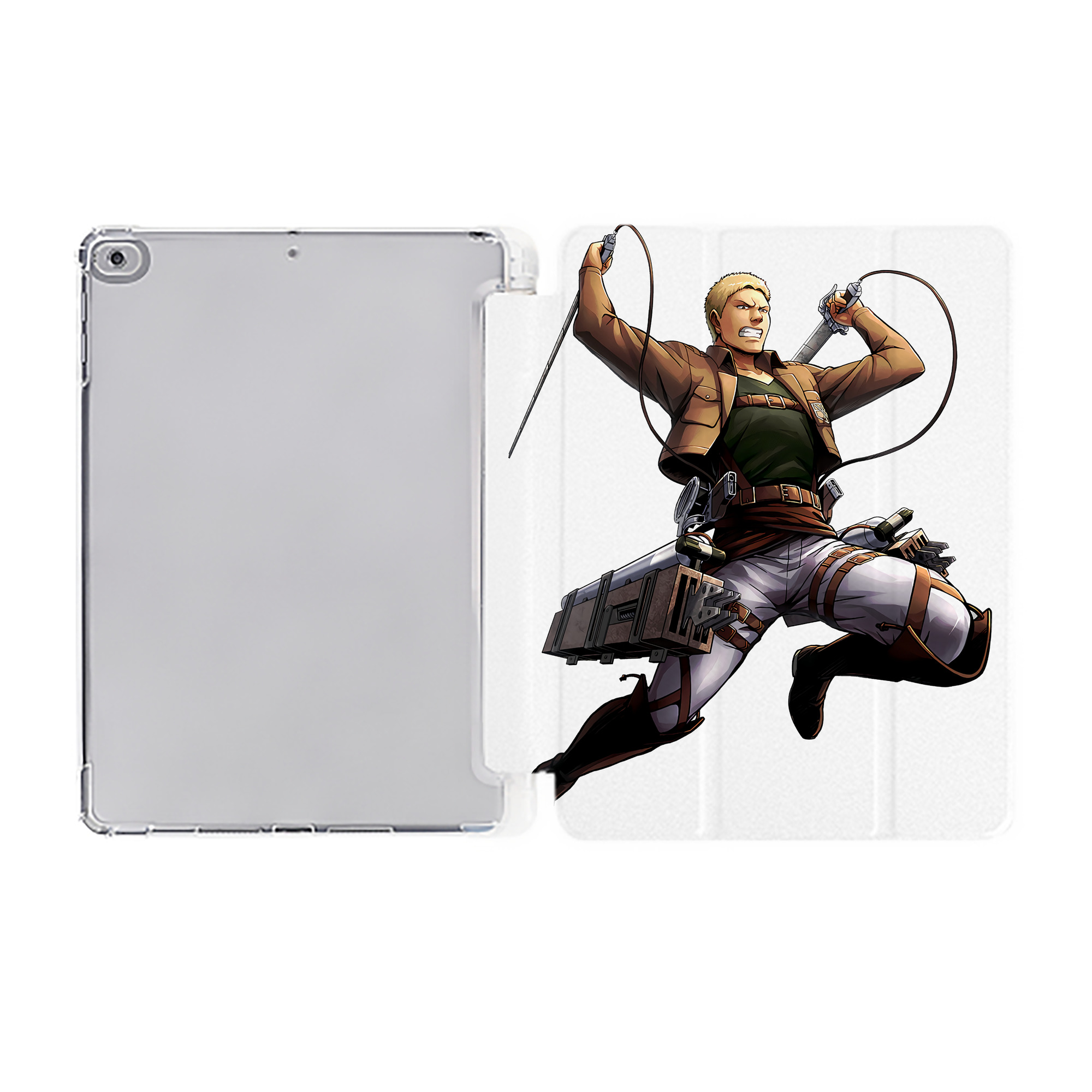 （画像用） 進撃の巨人 ライナー・ブラウン Attack on Titan Reiner Braun IPad ケース ペン収納付き 三つ折りスタンド PUレザー×シリコン 対応機種9.5/10.5/10.9インチ